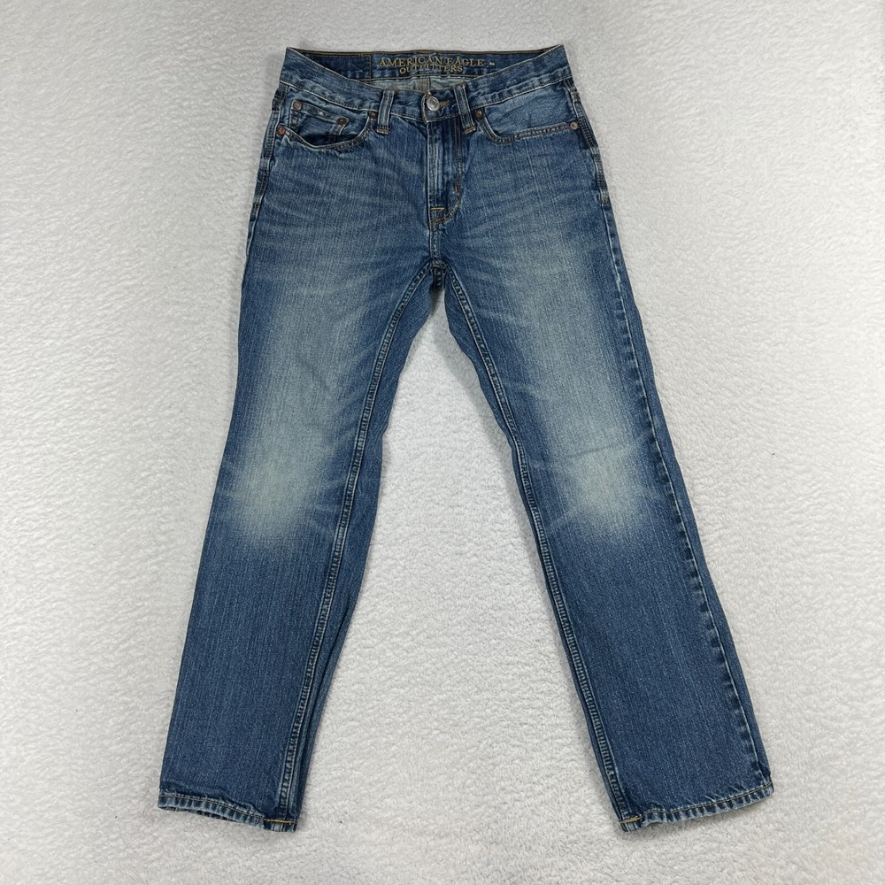 American Eagle 26x28 (27x26) Slim Straight Blue Jeans Denim Faded Vintage